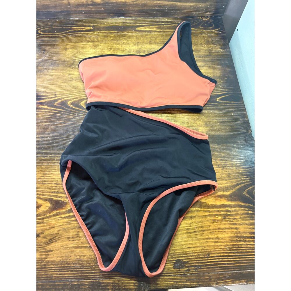 Victoria's Secret Burnt Orange And Black Cutout One Piece‎ Swimsuit Size XS